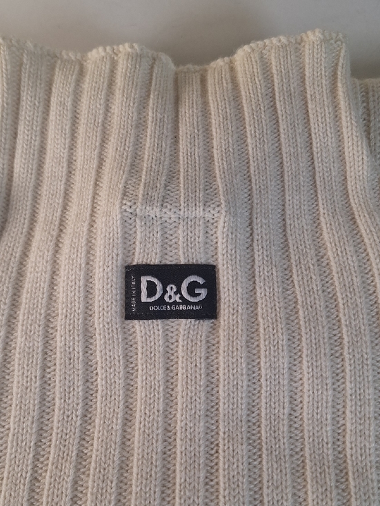 D&G Sweaters - D & G Vintage Y2K Ribbed Funnel Neck Fine Merino Wool Sweater Size XS